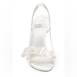 White Satin Sling back Heels